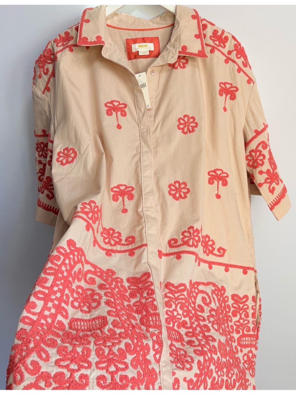 NWT Anthropologie Maeve Embroidered Collared  Button front Summer Shirt Dress XL - Picture 10 of 16
